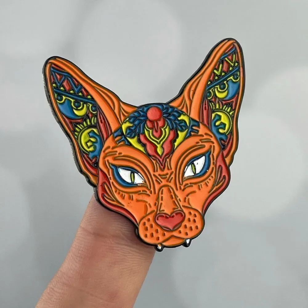 Mythical Orange Sphinx Large Enamel Pin/ Brooch Lapel